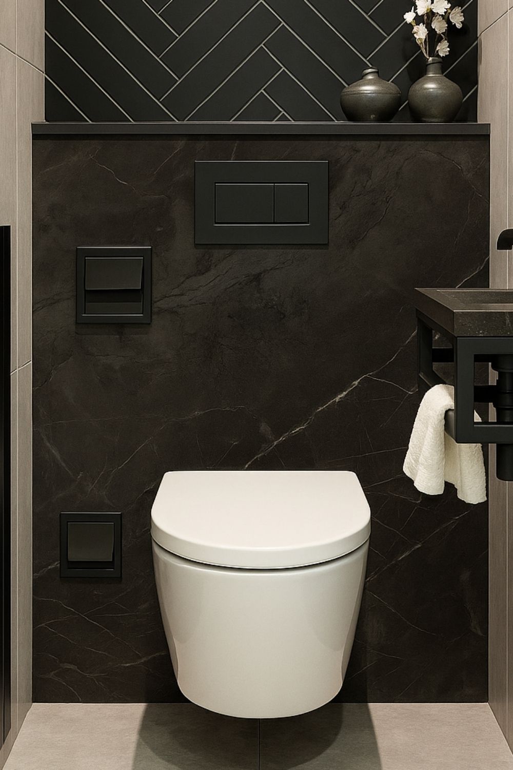 Toilet Paneel - Smoked Grey Marble
